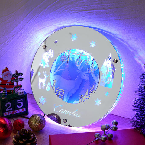 Personalized 2025 Christmas Mirror Light Custom Name LED Holiday Decor