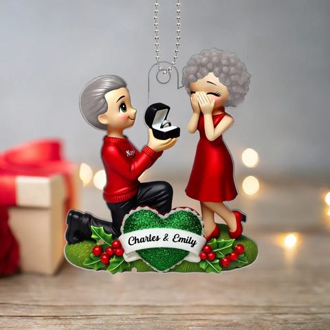3D Effect Marriage Proposal Custom "She Said Yes!" Acrylic Ornament