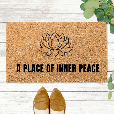 A Place of Inner Peace Lotus Coir Doormat