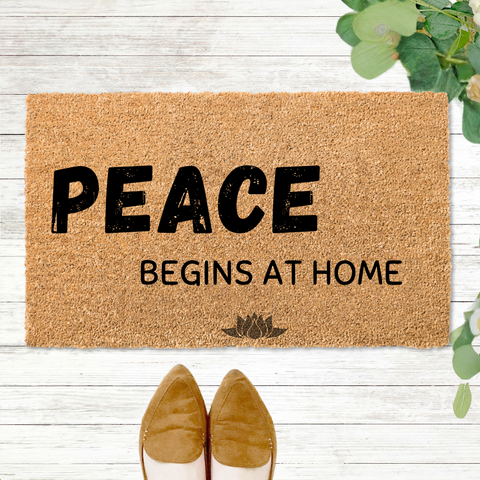 Peace Begins at Home Coir Doormat