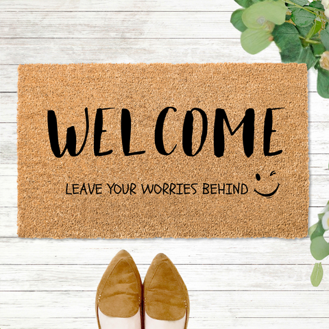 Leave Your Worries Behind Coir Welcome Mat