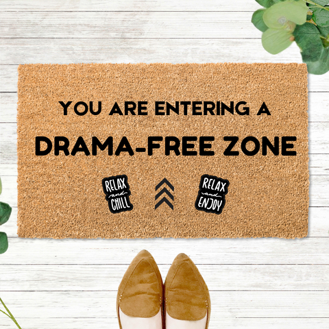 Drama-free Zone Funny Quote Healing Coir Doormat