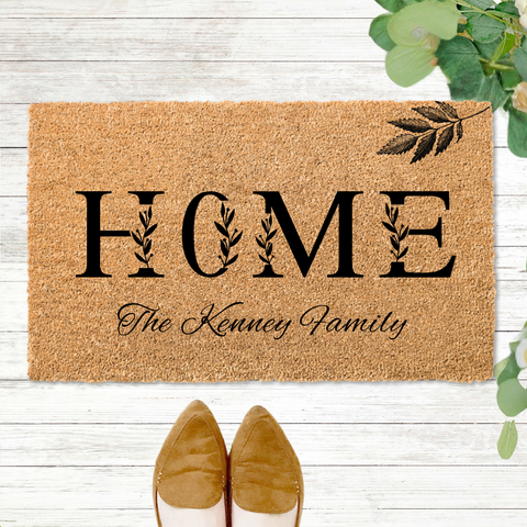Home Sweet Home Personalized Family Name Coir Doormat