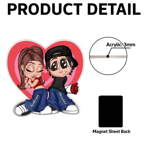 Y2K Couple Custom Heart Acrylic Fridge Magnet