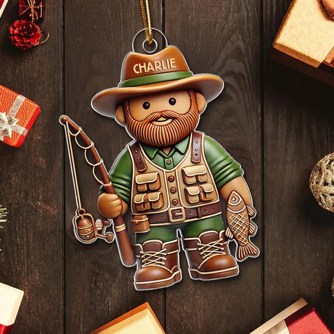  Personalized 3D Effect Fisherman Christmas Acrylic Ornament