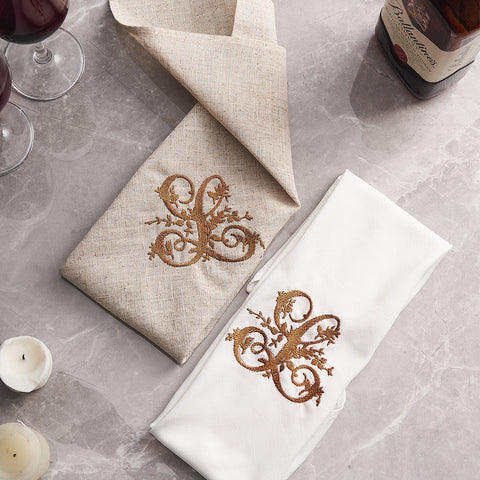 Personalized Linen Napkin with Embroidered Custom Monogram