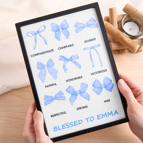 Custom Bow & Blessings Wooden Plaque Religious Birthday Gift for Her
