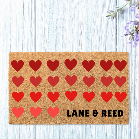 Hearts Beat as One Custom Couple Names Coir Doormat