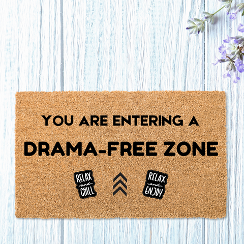 Drama-free Zone Funny Quote Healing Coir Doormat