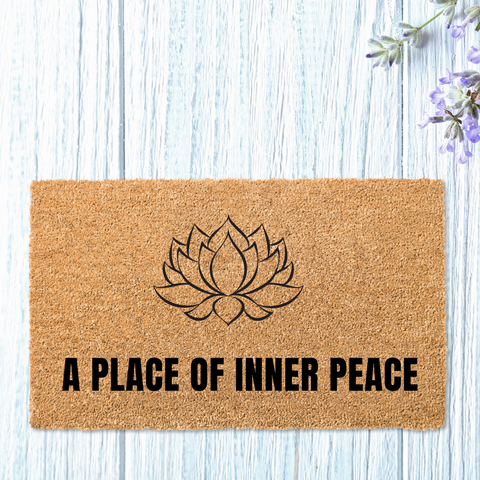 A Place of Inner Peace Lotus Coir Doormat