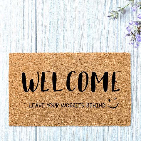Leave Your Worries Behind Coir Welcome Mat