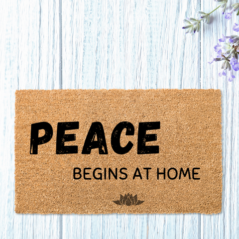 Peace Begins at Home Coir Doormat