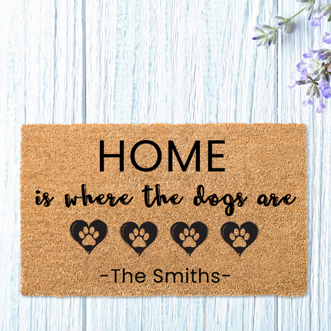 Home Sweet Home Personalized Family Name Coir Doormat