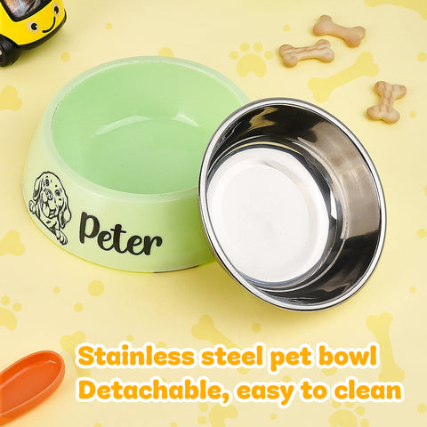 Custom Stainless Steel Pet Bowl with Name