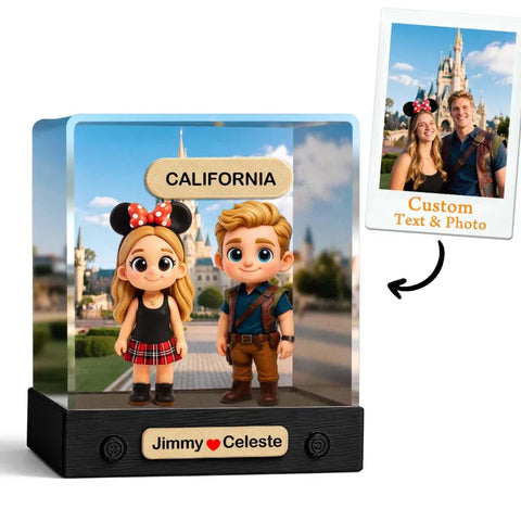 Custom 3D Mini Figure from Photo with Personalized Background & Acrylic Display Box