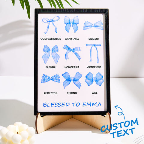 Custom Bow & Blessings Wooden Plaque Religious Birthday Gift for Her