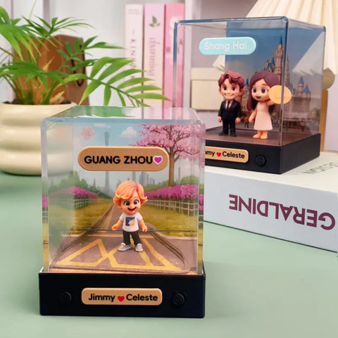 Custom 3D Mini Figure from Photo with Personalized Background & Acrylic Display Box