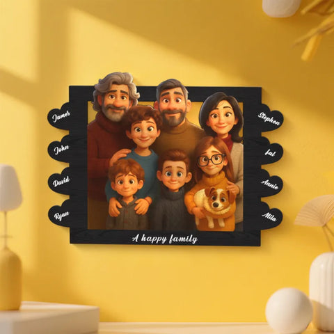 Personalized Cartoon Style Heart-Shaped Name Photo Frame