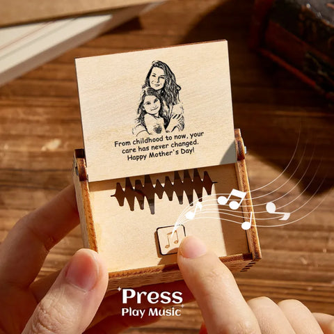 Creative Custom Wooden Music Box with Your Photo, Text, and Audio Recording