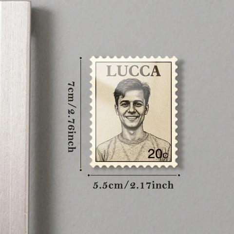 Custom Portrait Photo Vintage Stamp Fridge Magnet