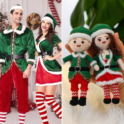 Cute Christmas Couple Personalized Crochet Dolls Handmade with Love