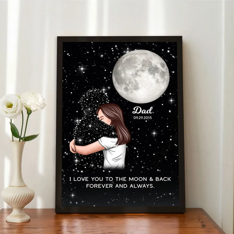 Lost Loved One Hugging Custom  Moon Phase Canvas/Framed Poster/Poster