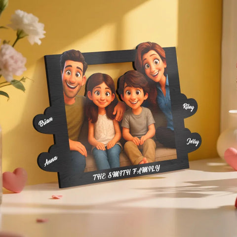 Personalized Cartoon Style Heart-Shaped Name Photo Frame