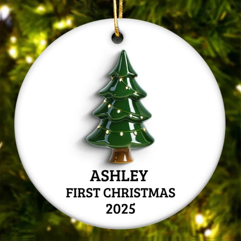 Baby's First Christmas Thing 3D Effect - Custom Ceramic Ornament