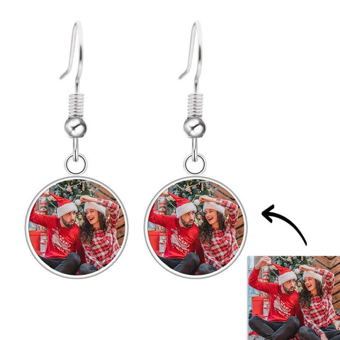 Personalized Cherished Moments Drop Earrings Custom Dual Photo Jewelry