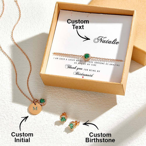 Personalized Earrings Bracelet Necklace Jewelry Set