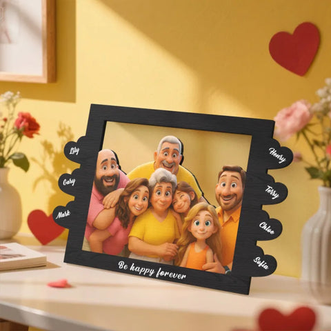 Personalized Cartoon Style Heart-Shaped Name Photo Frame