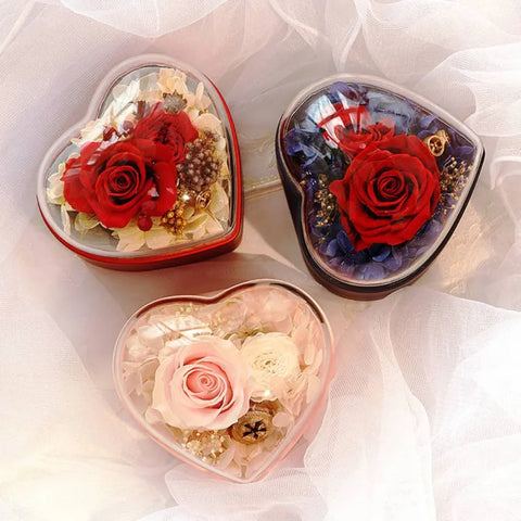 Personalized Heart Rose Jewelry Box with Custom Photo Projection Necklace