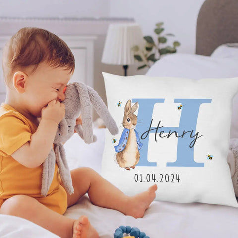Personalized Peter Rabbit Throw Pillow with Kid's Name