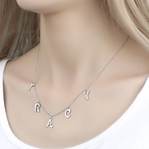 Personalized Letter Initials Silver Necklace