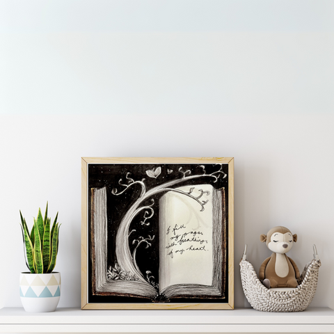 Fill My Pages with My Heart Inspirational Book Art Square Poster with Frame