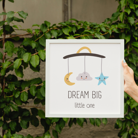 Dream Big Little One Framed Print Canvas Wall Art for Kids' Room
