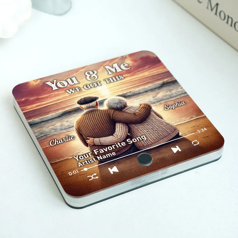 "I Want To Grow Old With You" Old Couple At Sunset Beach Custom Music Fridge Magnet