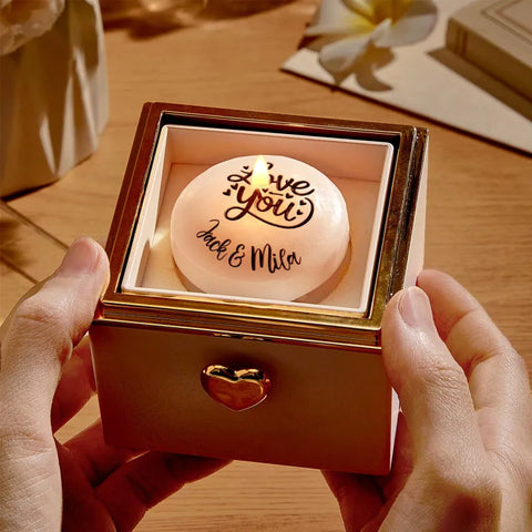 Two-Sided Musical Cake Candle Box Customize with Photo and Message