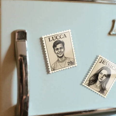Custom Portrait Photo Vintage Stamp Fridge Magnet