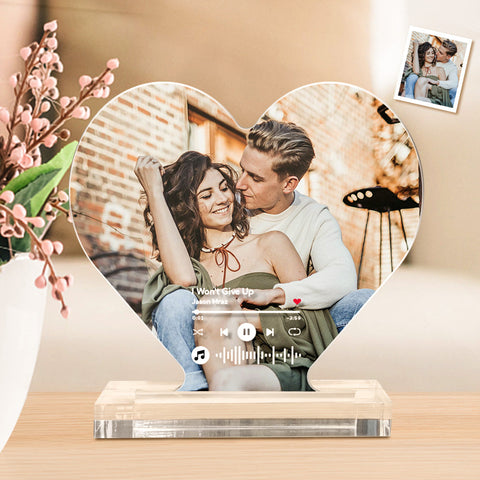 Melody of Us Custom Photo and Spotify Code Heart-Shaped Acrylic Plaque