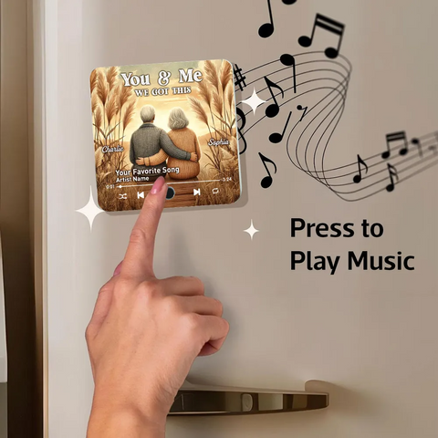 "You & Me We Got This" Old Couple in the Fall Season Custom Music Fridge Magnet