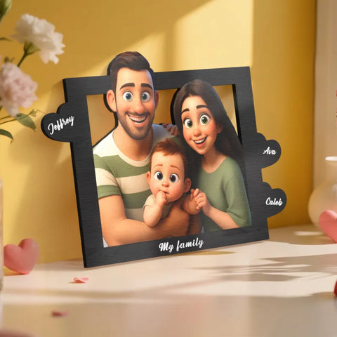 Personalized Cartoon Style Heart-Shaped Name Photo Frame