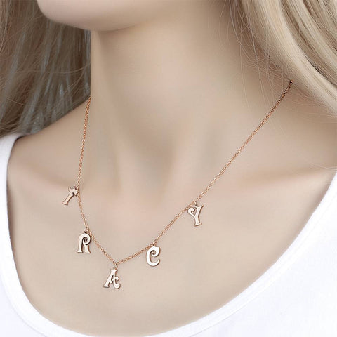 Personalized Letter Initials Silver Necklace