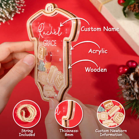 Personalized Baby’s First Christmas 4D Shaker Ornament Custom Newborn Keepsake Gift