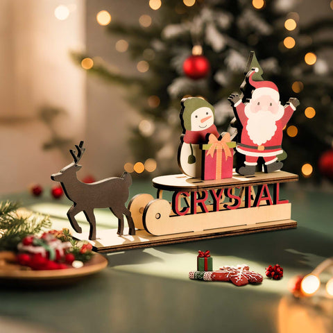 Personalized Christmas Sleigh Wooden Desk Plaque with Name
