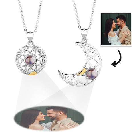 Sun & Moon Custom Photo Projection Couple Necklace