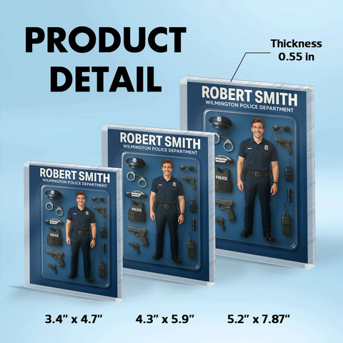 3D Effect Male Police Officer Custom Figure Rectangle Acrylic Block