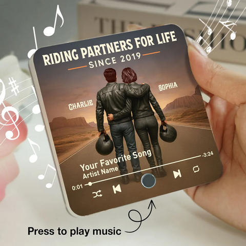 3D Effect Custom Couple Biker Music Fridge Magnet Riding Partners for Life