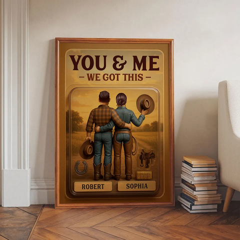 "God Blessed The Broken Road" 3D Effect Custom Couple Figurine Canvas Print/Framed Poster/Poster 