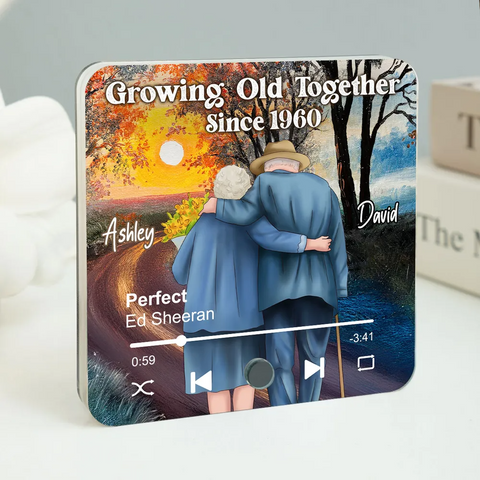 Couple Growing Old Together Walking Into The Sunset Custom Music Fridge Magnet